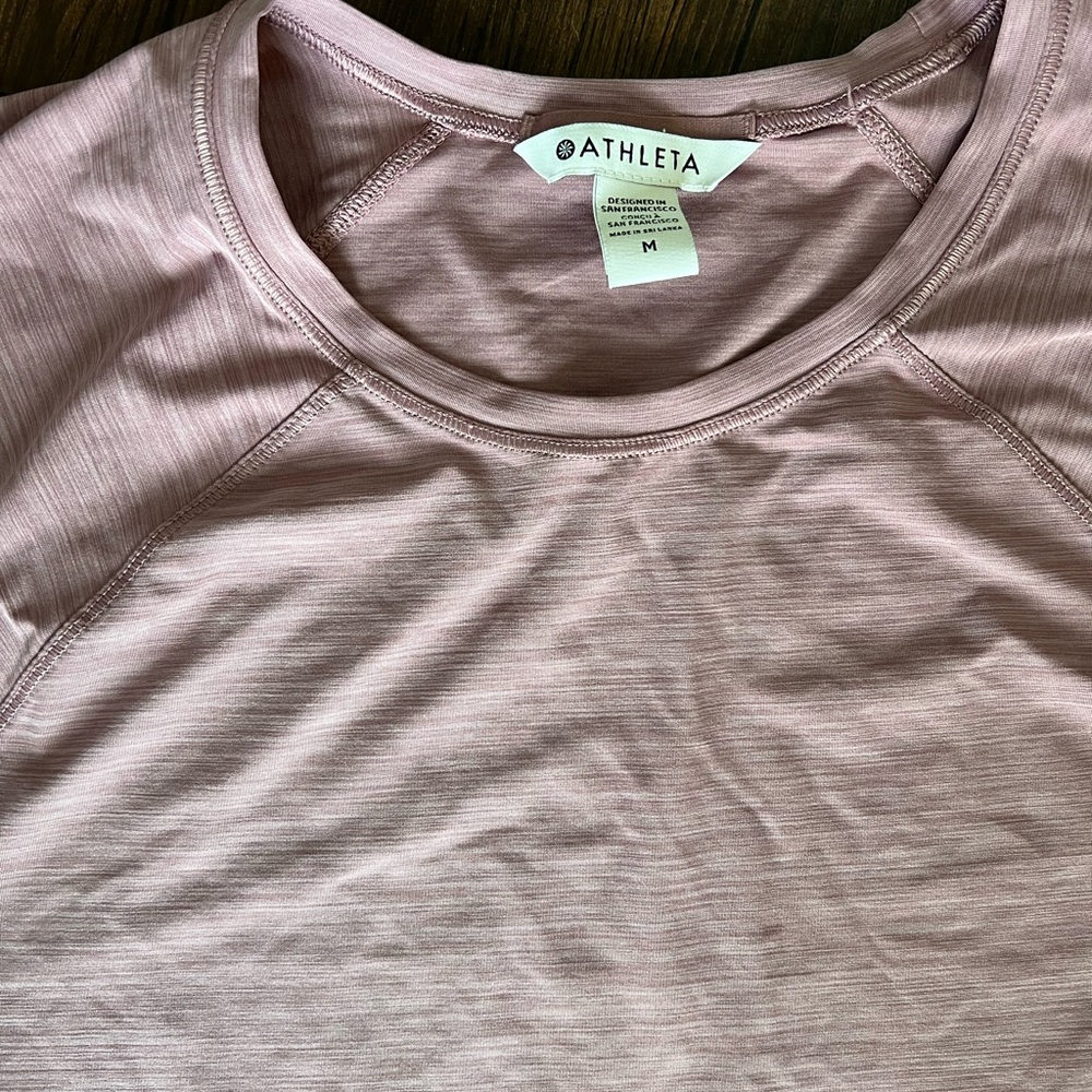 Athleta Pink Short Sleeve Tee Classic Crew Neck